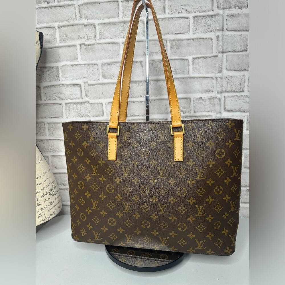 Louis Vuitton Luco M51155 Monogram Canvas Shoulder Tote Bag Zip Close Brown EUC - Picture 1 of 11